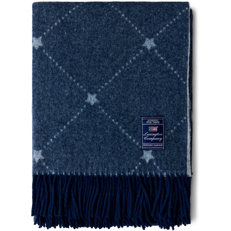Signature Star Plaid 130x170 cm, Wit / Marineblauw