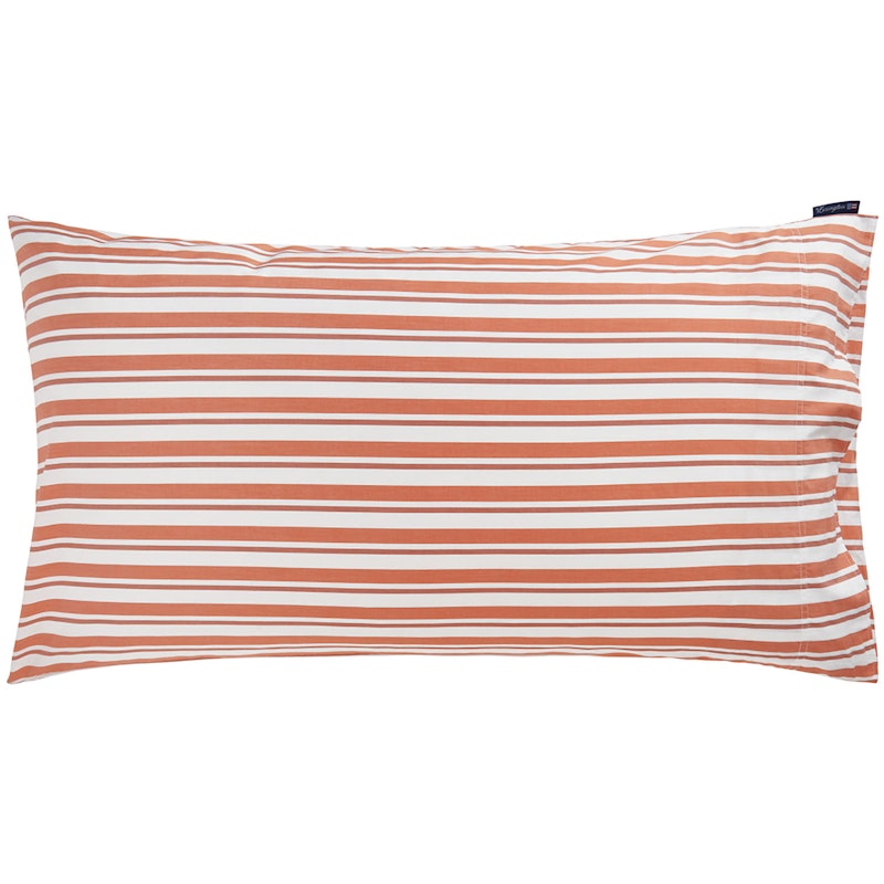 Striped Cotton Poplin Kussensloop 50x90 cm, Terra