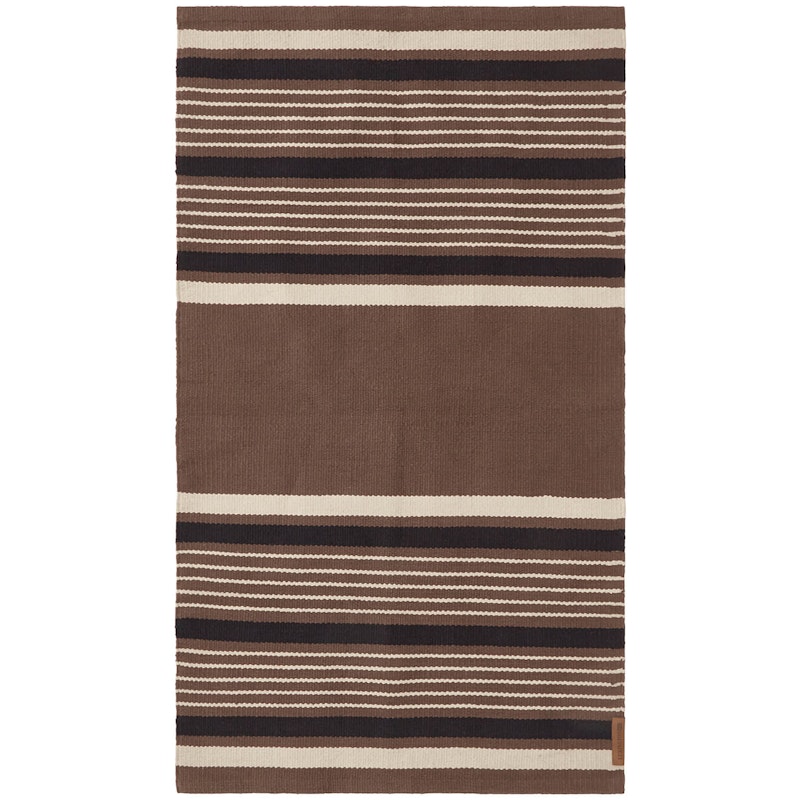 Striped Organic Cotton Vloerkleed 170x240 cm, Beige/Donkergrijs