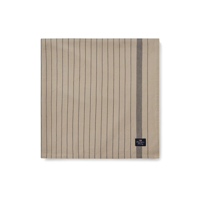 Striped Organic Cotton Tafelkleed Beige/Donkergrijs, 150x250 cm