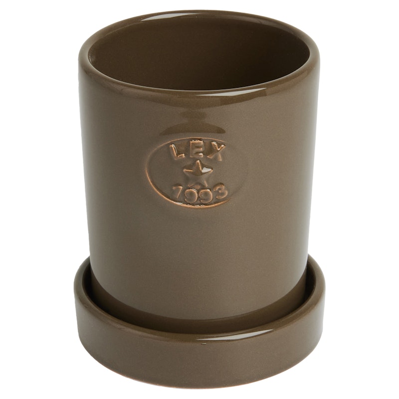 Pot Met Schotel H14 cm, Taupe