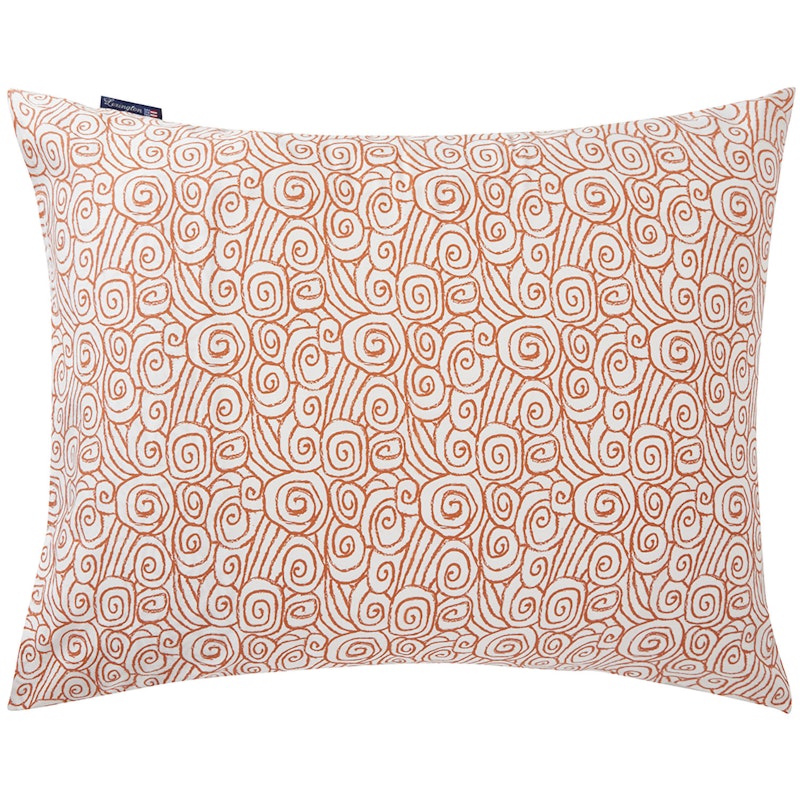 Wave Printed Cotton Sateen Kussensloop 50x60 cm, Terra