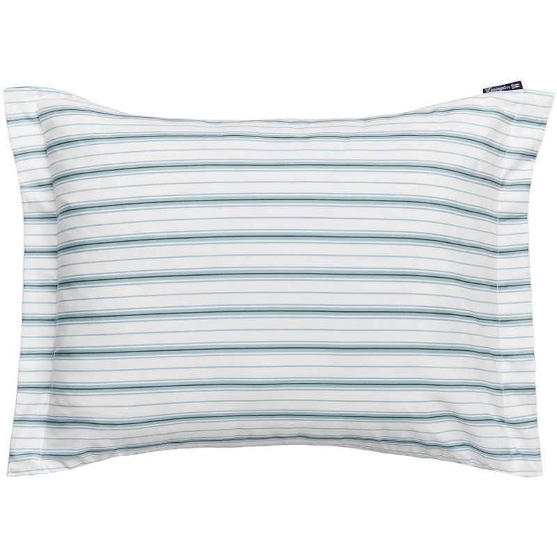 Striped Poplin Kussensloop 50x60 cm, Wit/Eucalyptus