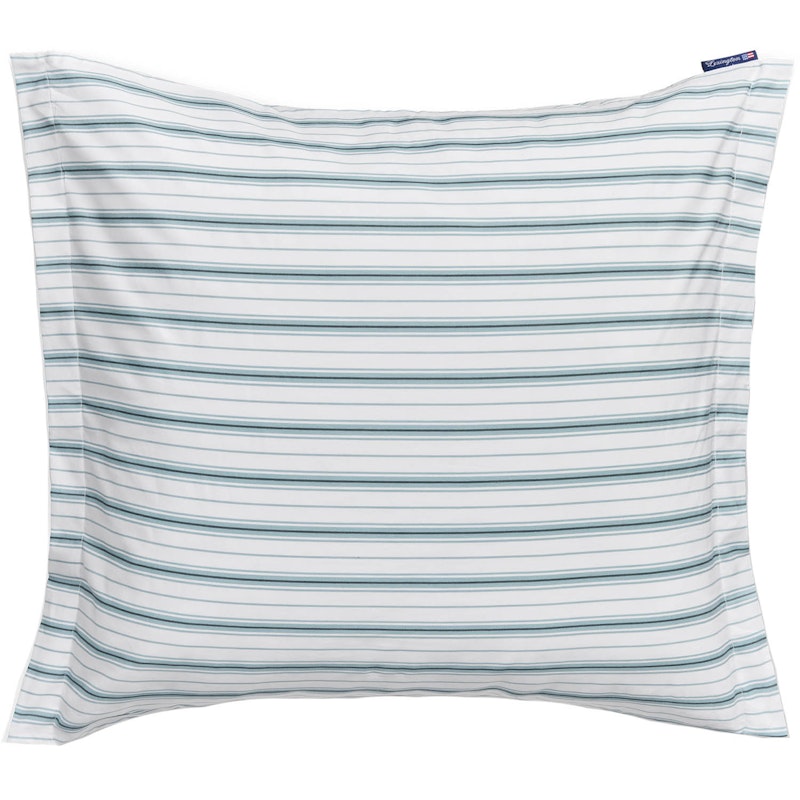 Striped Poplin Kussensloop 65x65 cm, Wit/Eucalyptus