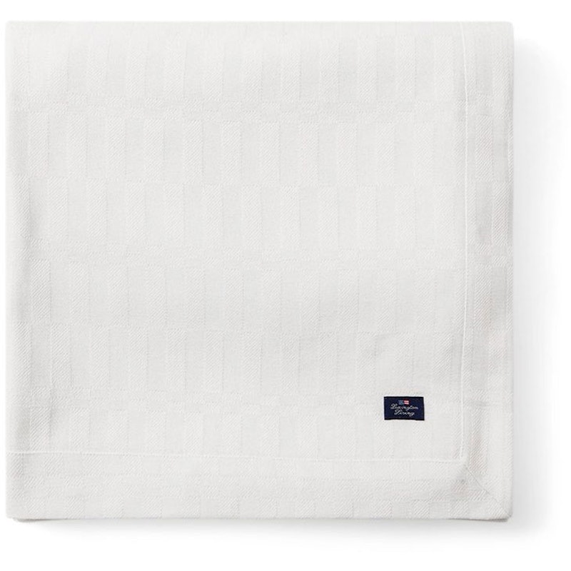 White Jacquard Cotton Tafelkleed Wit, 150x250 cm