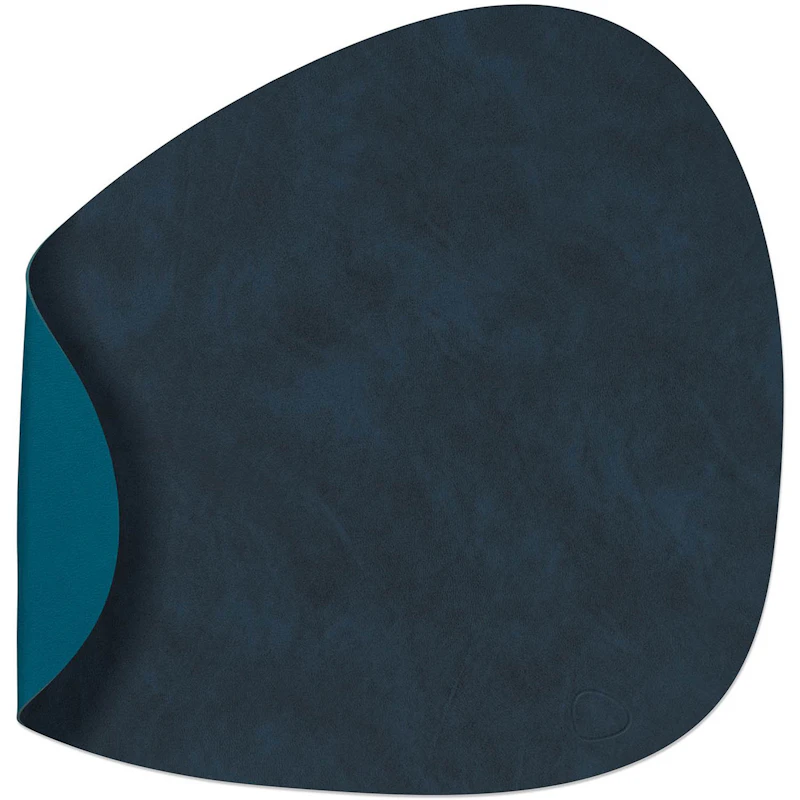 Curve L Omkeerbare Placemat 37x44 cm, Petrolblauw/Middernachtblauw