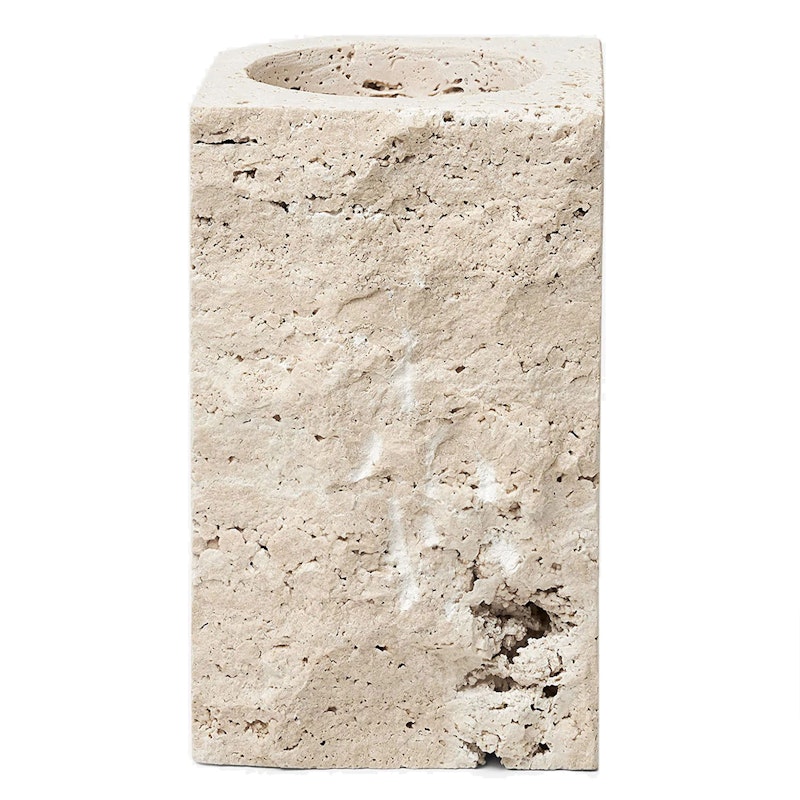 Stone Light Kaarshouder 18 cm, Travertijnkleurig