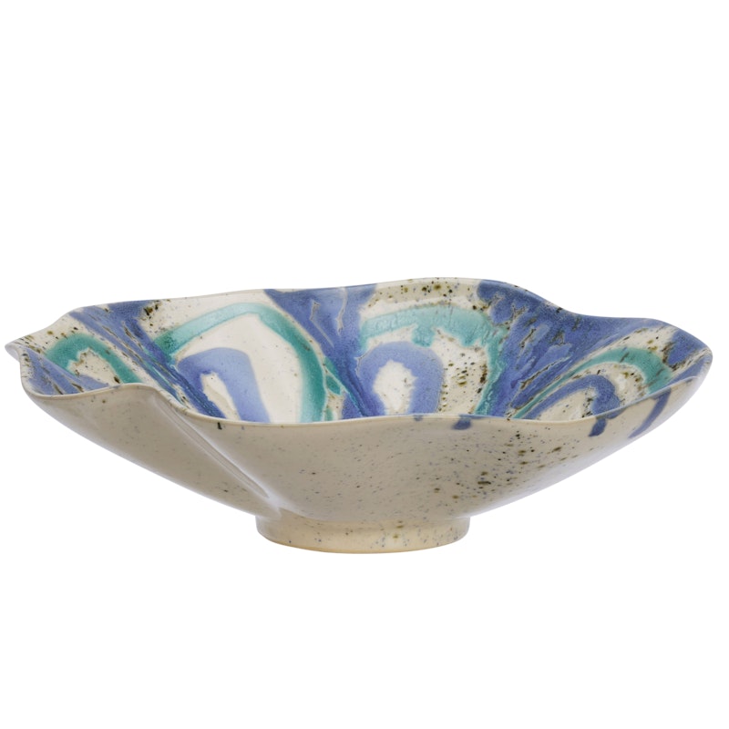 Stoneware Kom, Blauw / Gebroken Wit / Aqua