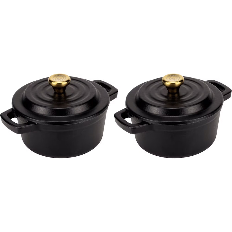 Gietijzeren Pot Ø10 cm Pak van 2, Mat Zwart