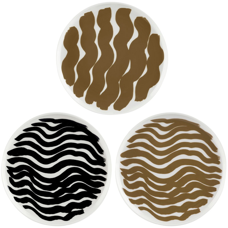 Oiva/Hyräily Plates 20 cm 3-pack, Dark Sand/White