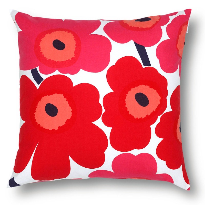 Pieni Unikko Kussenhoes 50x50 cm, Wit / Rood