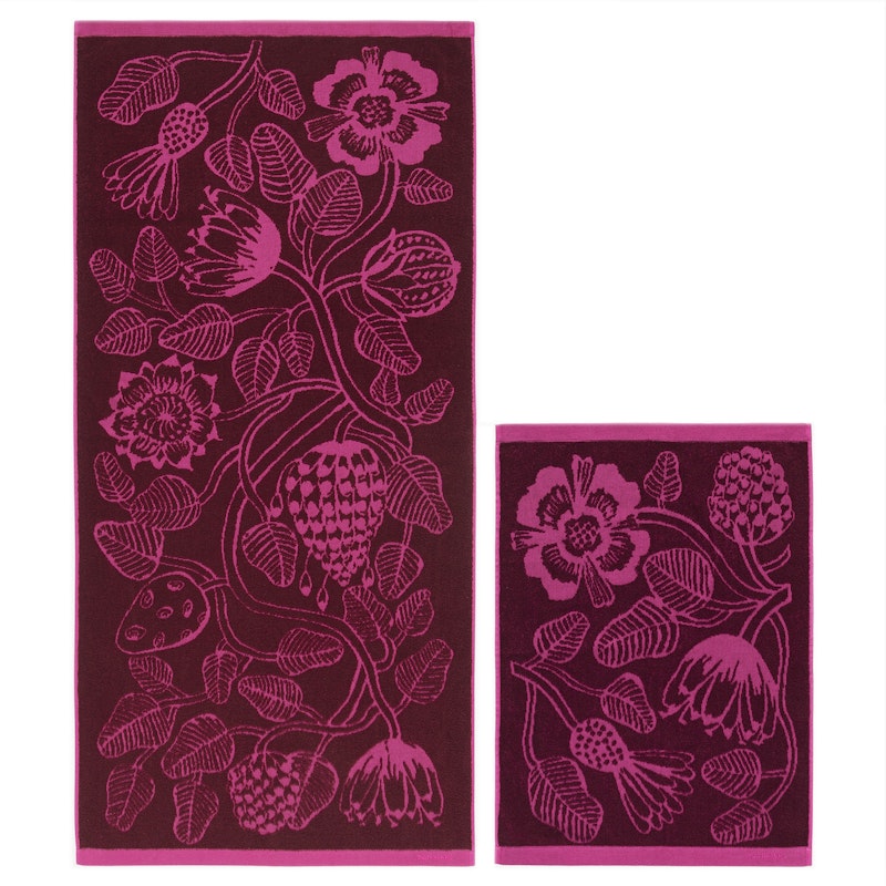 Tiara Terry Handdoekenset 2 Stuks, Roze/Wijnrood