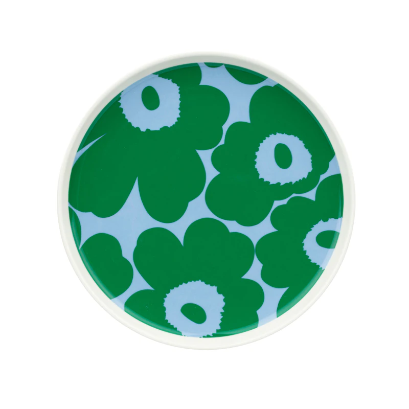 Oiva/Unikko Bord Ø20 cm, Groen / Lichtblauw