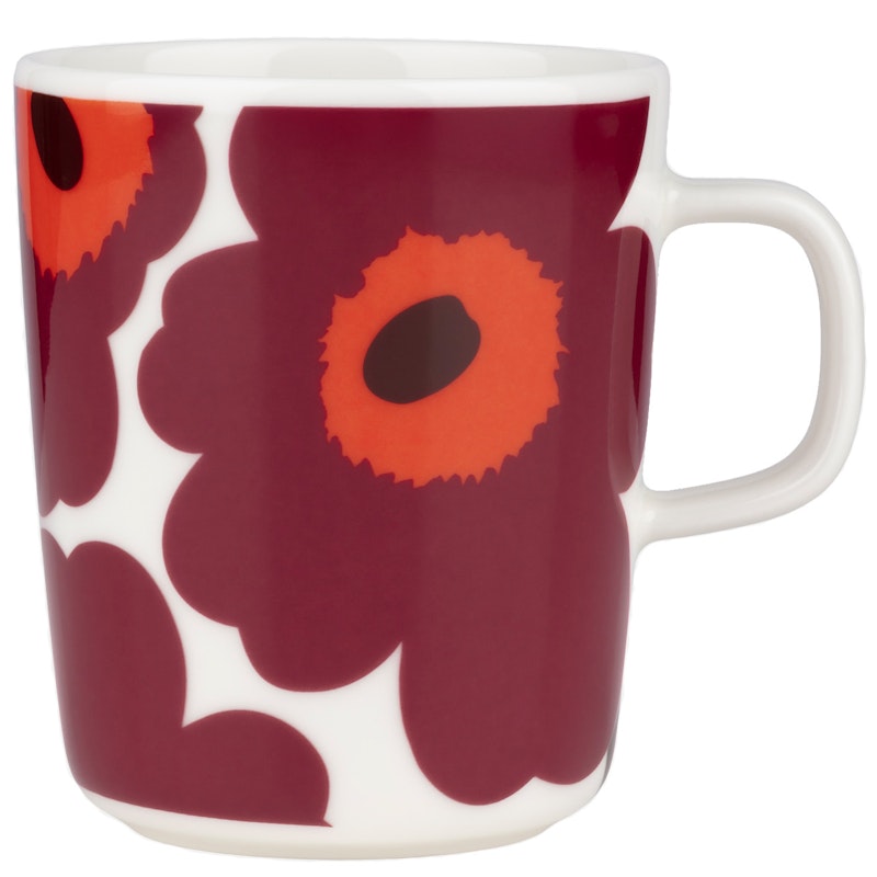 Oiva/Unikko Mok 25 cl, Wit / Rood / Wijnrood