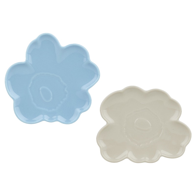 Unikko Shape Bord 13 cm Pak van 2, Lichtblauw / Gebroken Wit