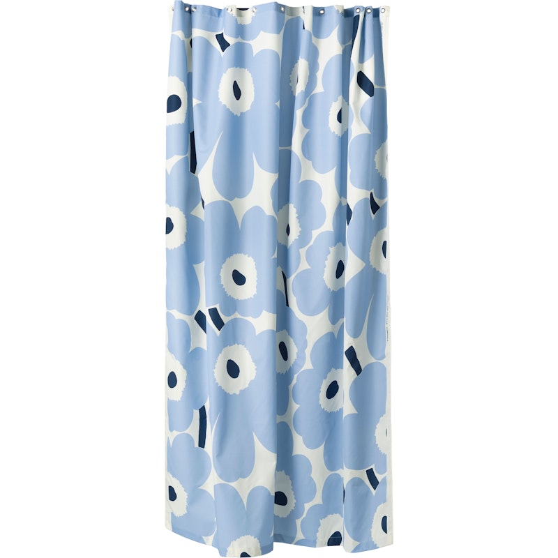 Unikko Douchegordijn 180x200 cm, Gebroken Wit / Lichtblauw / Marineblauw