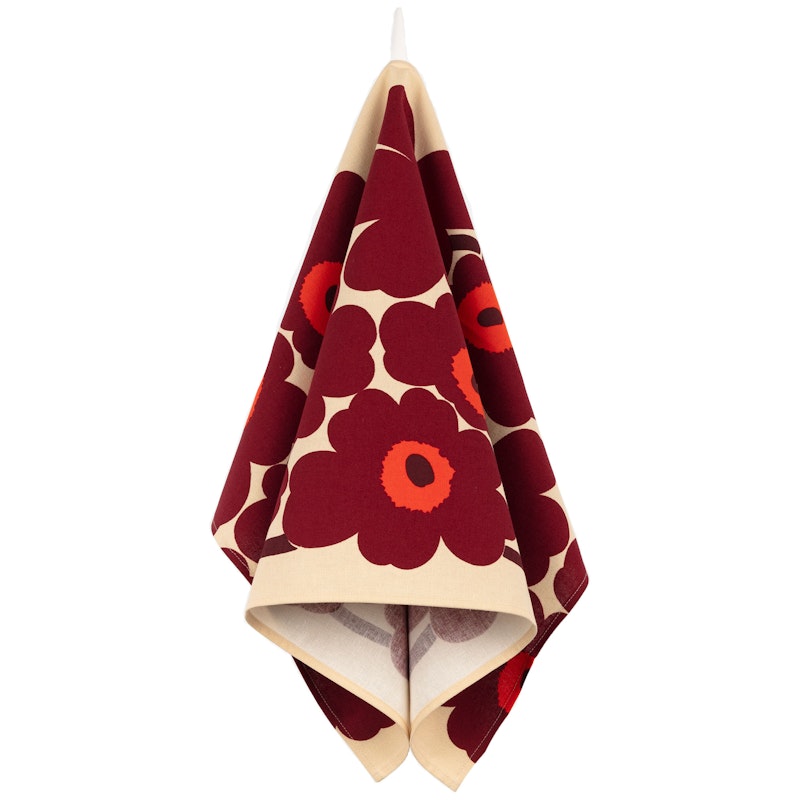 Unikko Theedoek 43X70 cm, Rood/Wijnrood