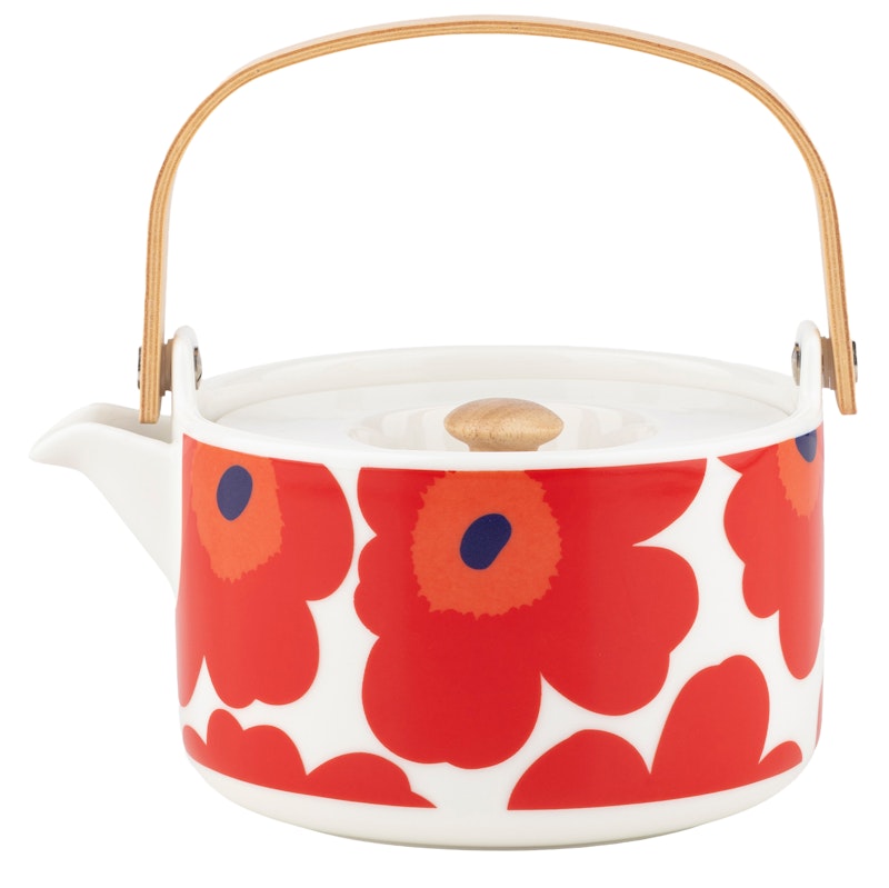 Oiva/Unikko Theepot 0,7 l, Wit / Blauw / Rood