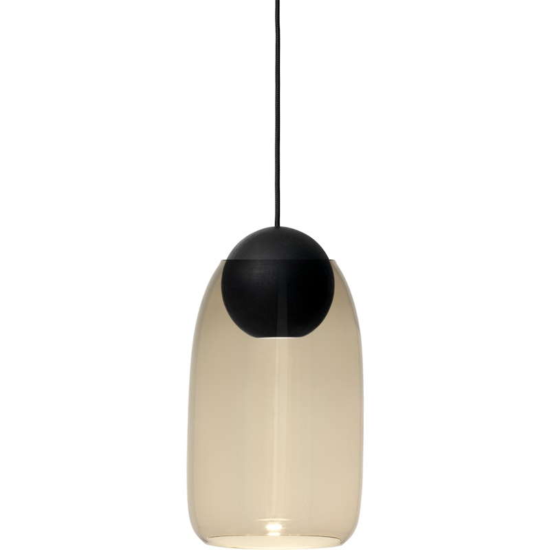 Liuku Ball Hanglamp, Zwart Gebeitst Lindehout / Gerookt Glas