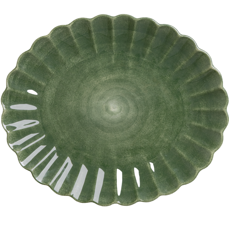 Oyster Schaal 35x30 cm, Woudgroen