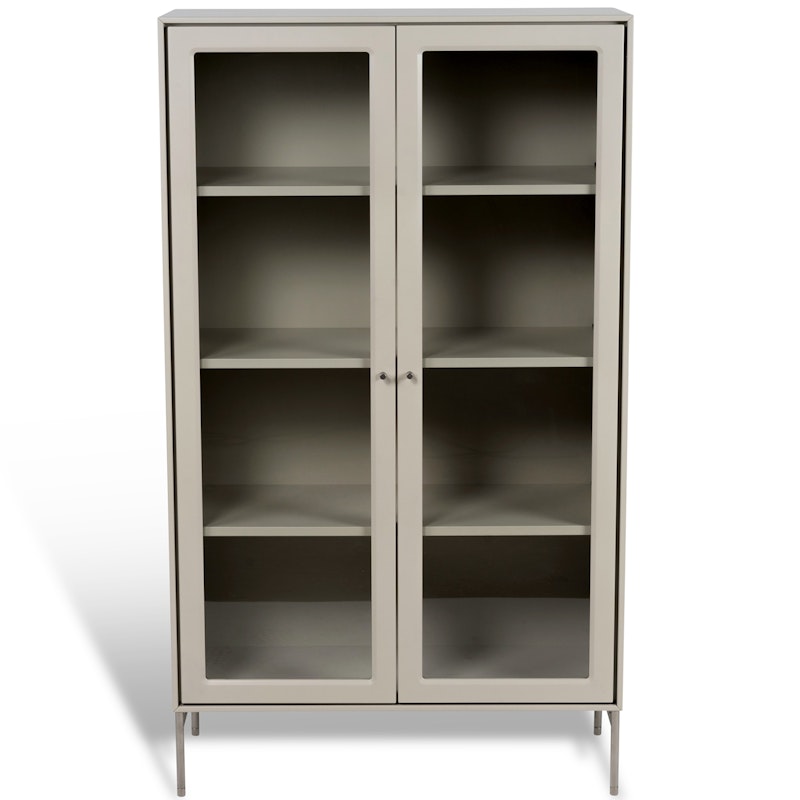 Volt Kast met Glazen Deuren met Glazen Deuren 130 cm, Beige/Roestvrij Staal