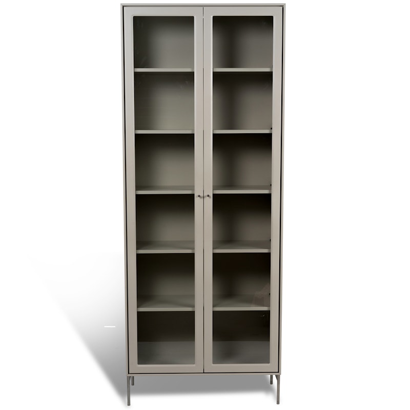 Volt Kast Glazen Deur 190 cm, Beige/Roestvrij Staal