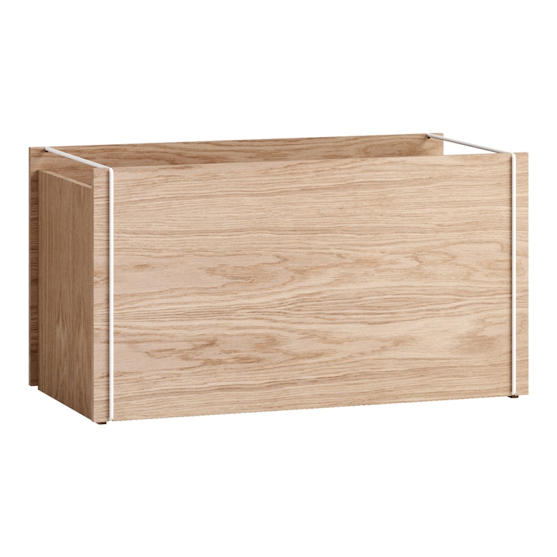 Opbergbox 30x60 cm, Wit / Eiken