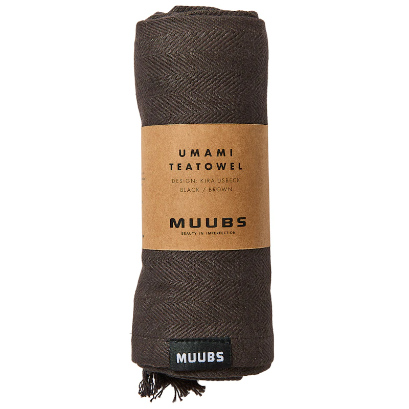 Umami Theedoek 50x70 cm, Bruin / Zwart