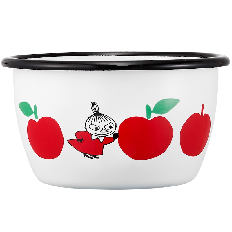 Moomin Joyfull Apples Emaillekom 3 dl, Rood