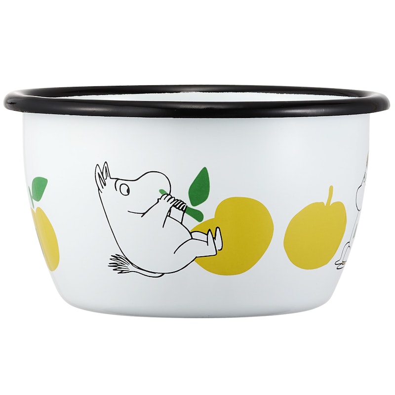 Moomin Joyfull Apples Emaillekom 3 dl, Geel