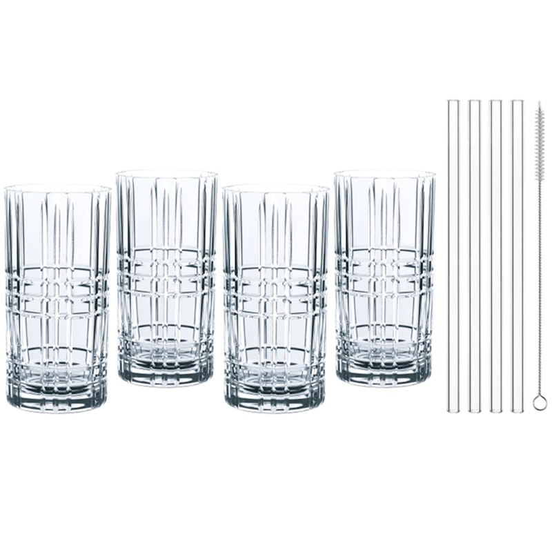 Feel Good Longdrinkglas Met Rietje 44,5 cl Pak van 4