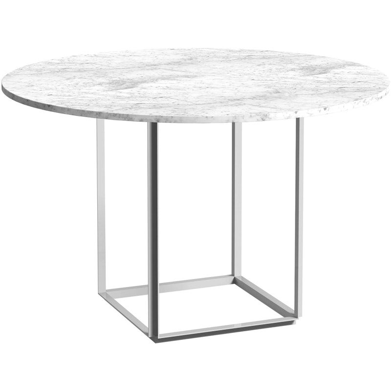 Florence Eettafel 120 cm, Wit Marmer / Wit