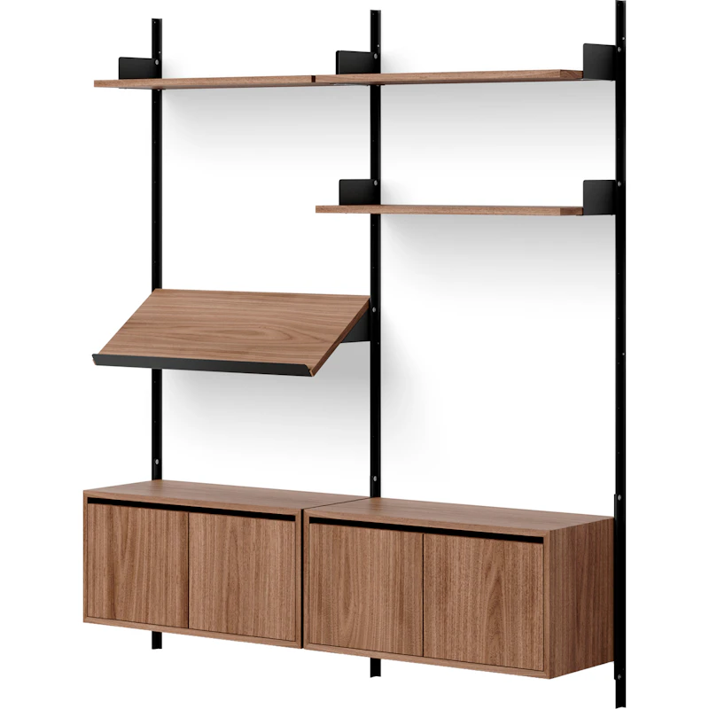 Living Wandplank Twee Lage Kasten Met Deuren, Walnoot
