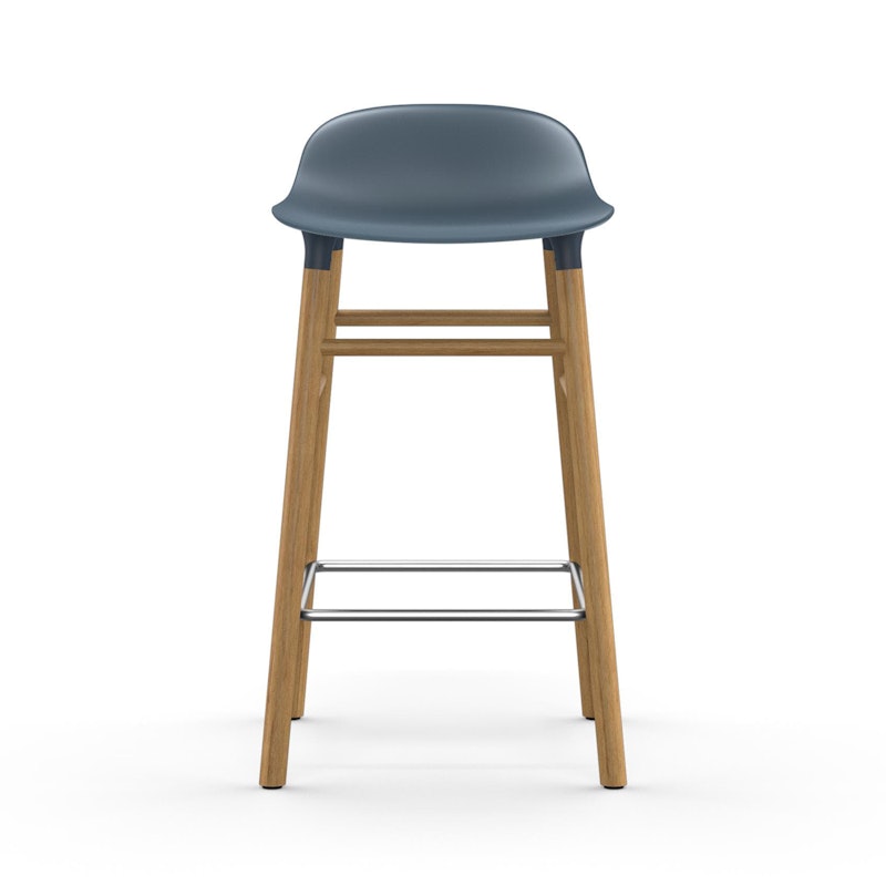 Form Bar Stool Oak Base, 65cm, Blue