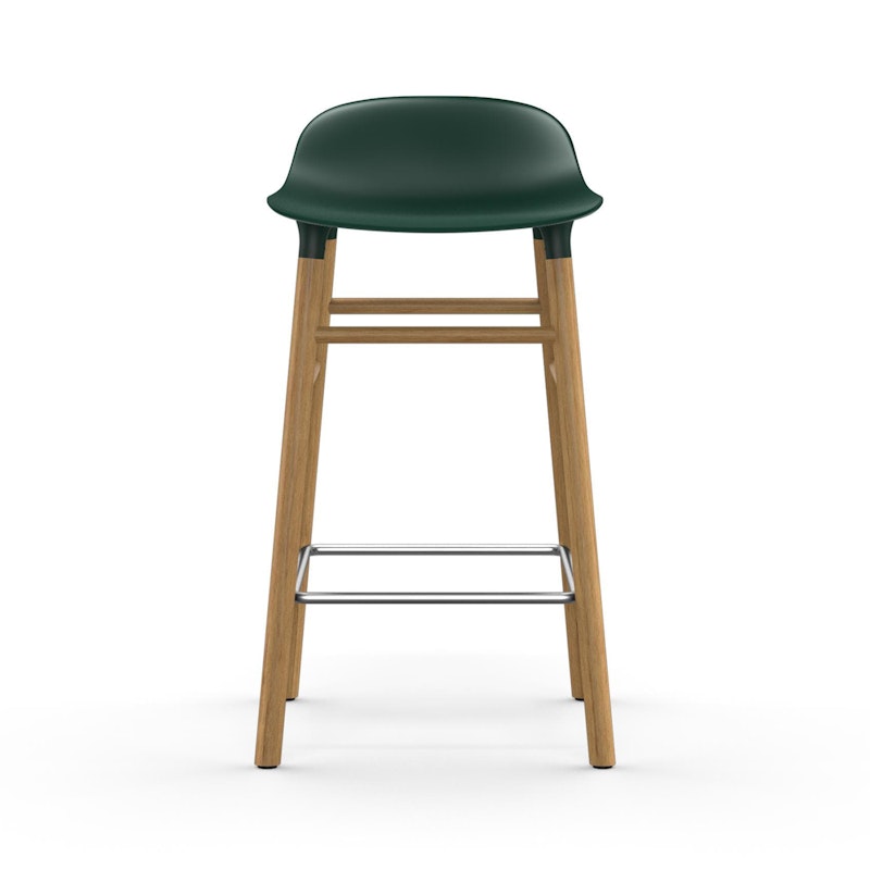 Form Bar Stool Oak Base, 65cm, Green