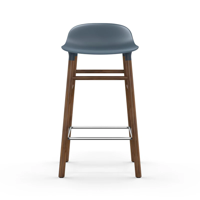 Form Bar Stool Walnut Base 65 cm, Blue
