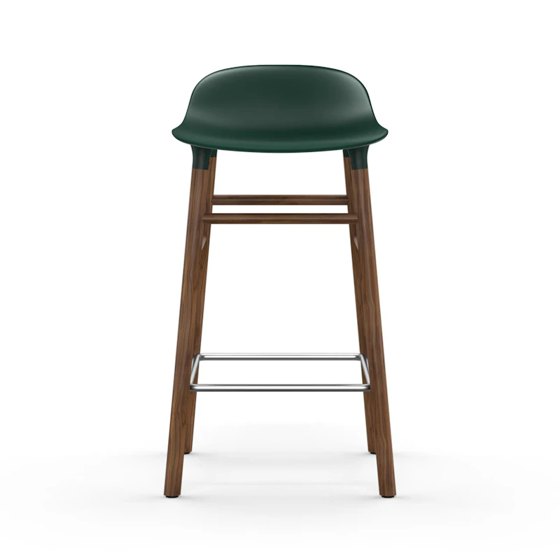 Form Bar Stool Walnut Base 65 cm, Green
