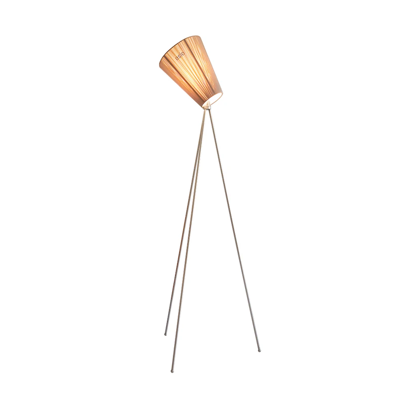 Oslo Wood Floor Lamp, Steel/Beige