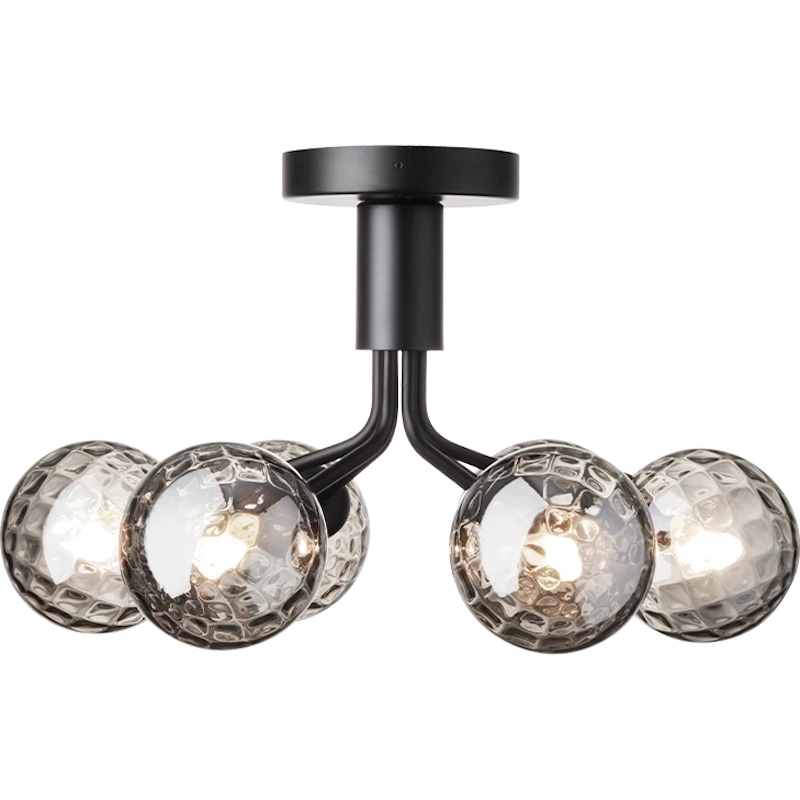 Apiales 6 Plafondinbouwlamp, Satin Black / Gerookt