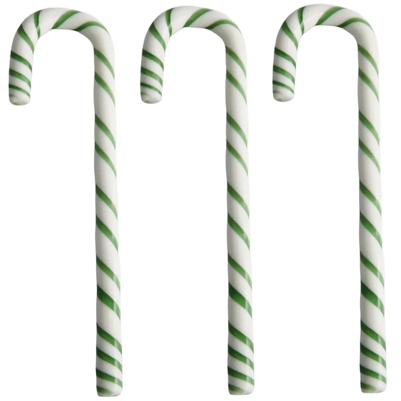 Polka Stick Kerstdecoratie 17 cm Pak van 3, Wit/Groen