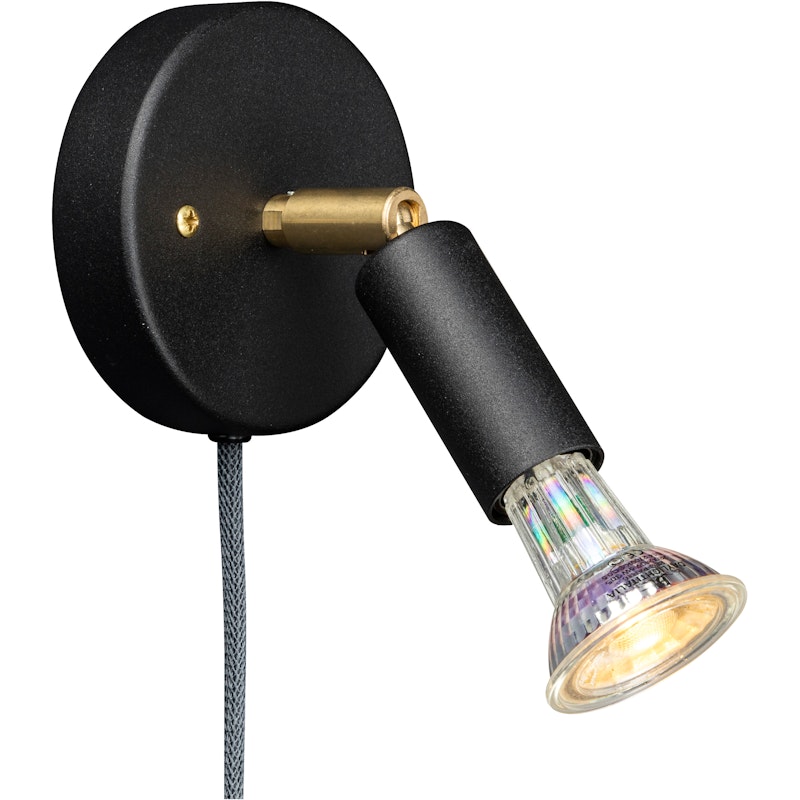 Star 1 Wandlamp met Kabel, Zwart