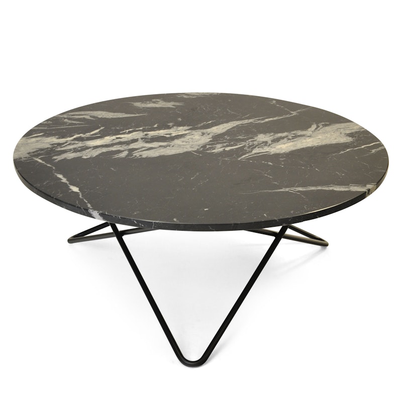 Large O Coffee Table Ø100 cm, Black frame/Black marble