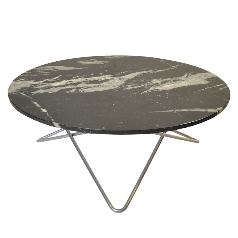 Large O Coffee Table Ø100 cm, Steel frame/Black marble