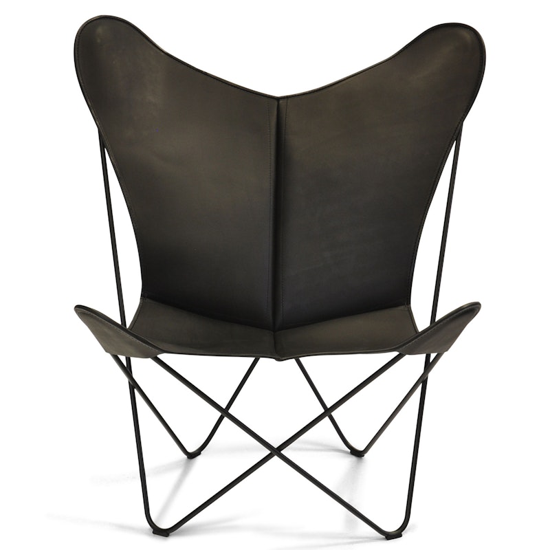 Papillon Bat Chair, Black Chassis, Leather Black