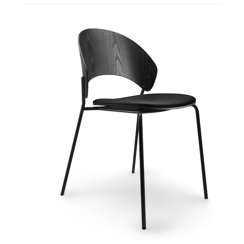 Dosina Stoel, Zwart Eiken / Zwart Leer