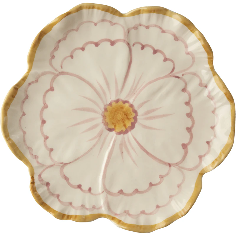 Keramische Schaal Bloemvormig 19,5 cm Met Gele Rand