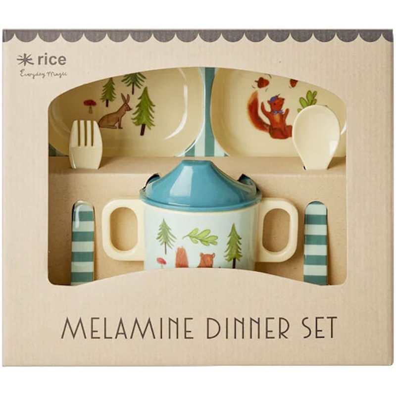 Kinderservies Melamine, Blue Happy Forest