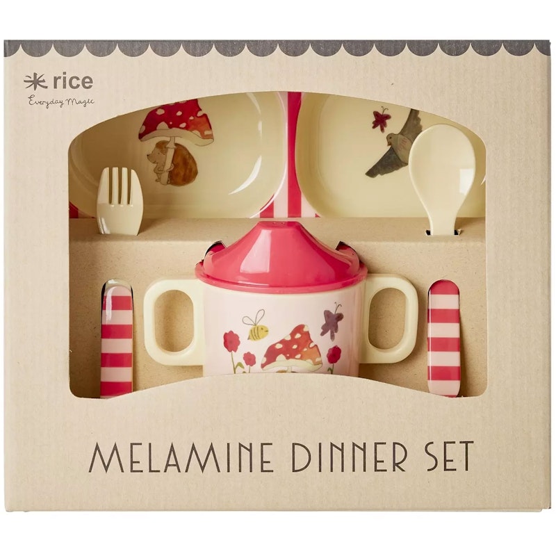 Kinderservies Melamine, Pink Happy Forest