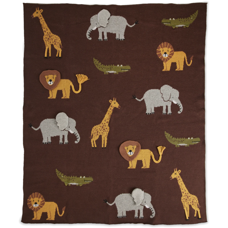 Babydeken Gebreid Met Dieren & 3D Detaillen, Chocolade