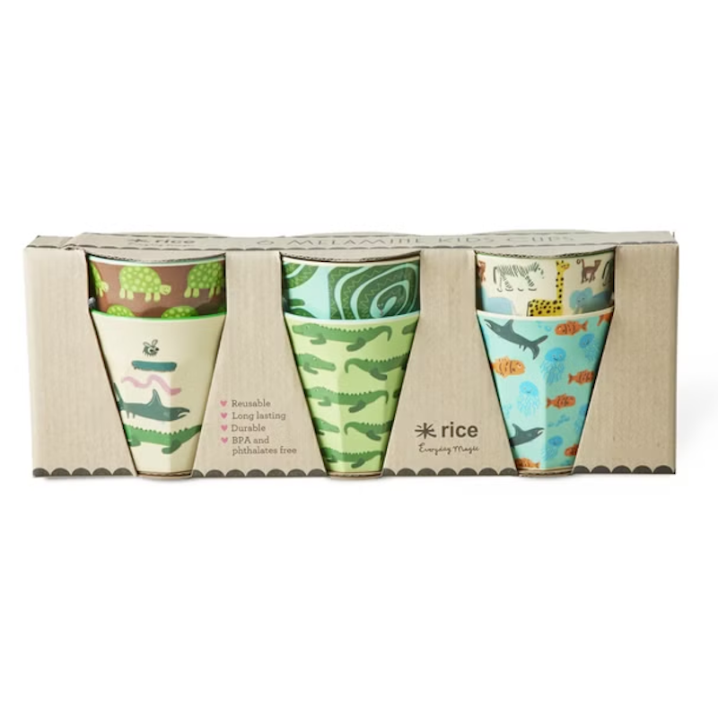 Melaminebekers Pak van 6, Mint Wildlife